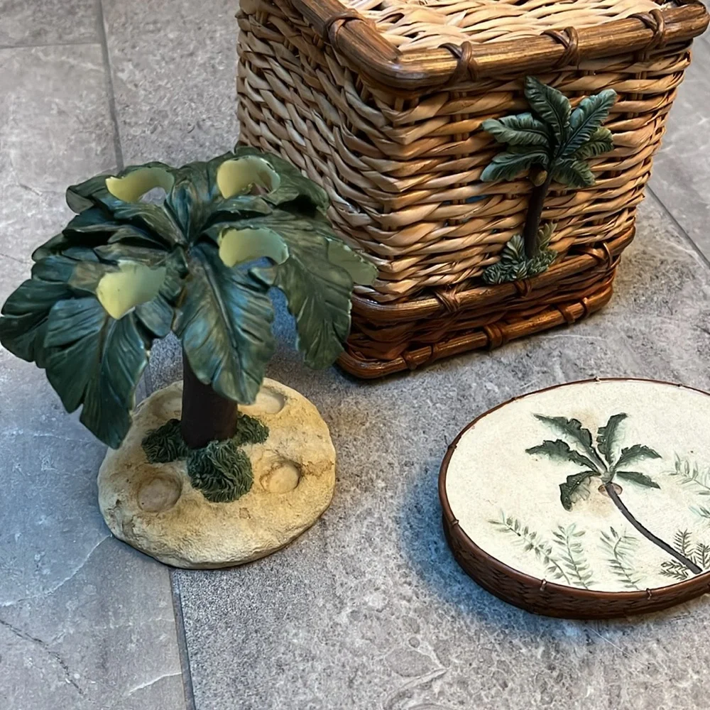 Palm Tree Bath Accessories Set